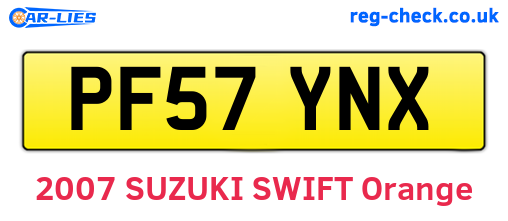 PF57YNX are the vehicle registration plates.