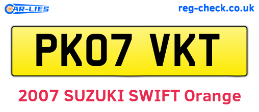 PK07VKT are the vehicle registration plates.