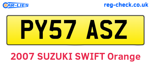 PY57ASZ are the vehicle registration plates.
