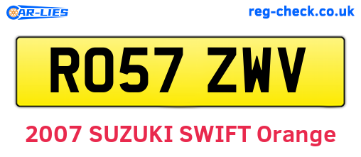 RO57ZWV are the vehicle registration plates.