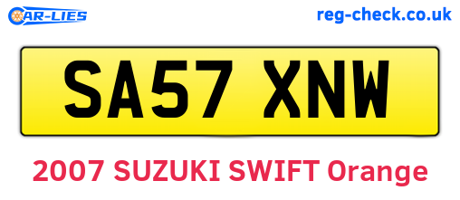 SA57XNW are the vehicle registration plates.