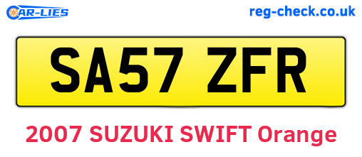 SA57ZFR are the vehicle registration plates.