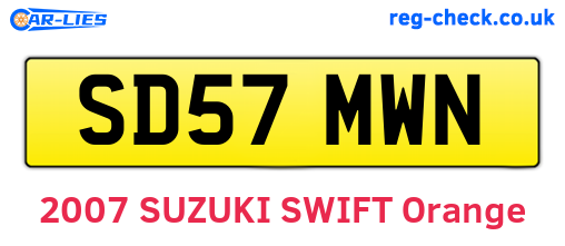 SD57MWN are the vehicle registration plates.