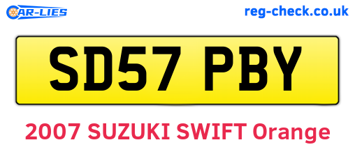 SD57PBY are the vehicle registration plates.