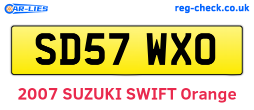 SD57WXO are the vehicle registration plates.