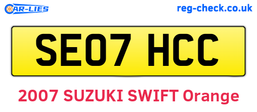 SE07HCC are the vehicle registration plates.