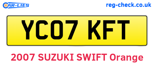 YC07KFT are the vehicle registration plates.