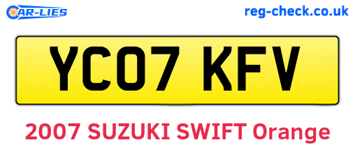 YC07KFV are the vehicle registration plates.
