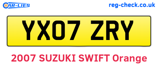 YX07ZRY are the vehicle registration plates.