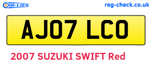 AJ07LCO are the vehicle registration plates.