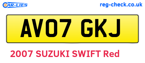 AV07GKJ are the vehicle registration plates.