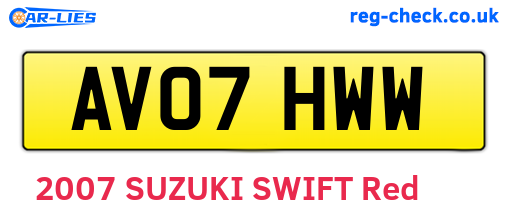 AV07HWW are the vehicle registration plates.