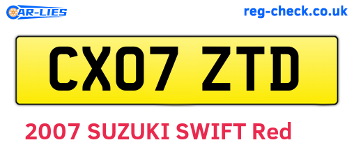 CX07ZTD are the vehicle registration plates.
