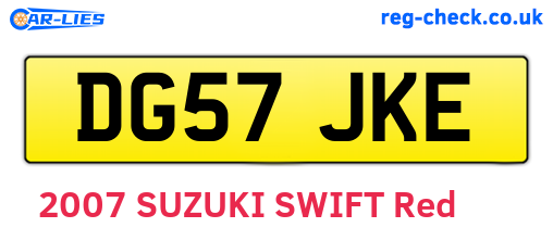 DG57JKE are the vehicle registration plates.