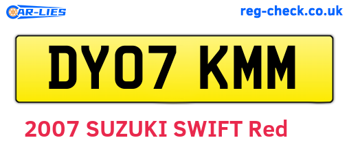 DY07KMM are the vehicle registration plates.