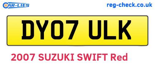 DY07ULK are the vehicle registration plates.