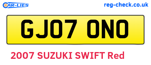 GJ07ONO are the vehicle registration plates.