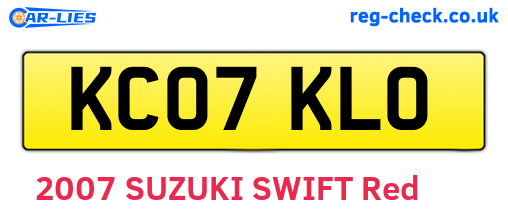 KC07KLO are the vehicle registration plates.