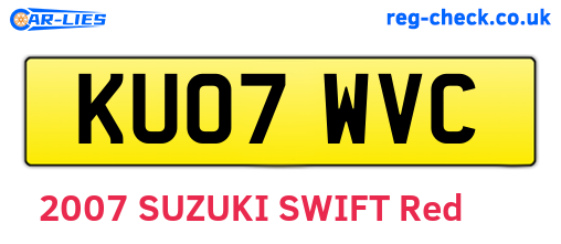 KU07WVC are the vehicle registration plates.