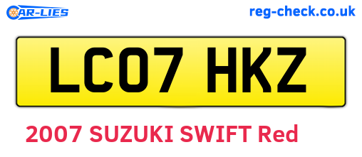 LC07HKZ are the vehicle registration plates.
