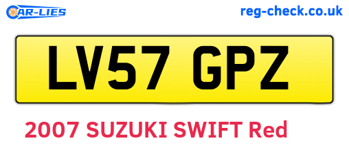 LV57GPZ are the vehicle registration plates.
