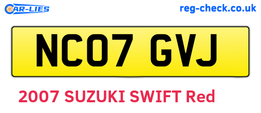 NC07GVJ are the vehicle registration plates.