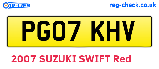 PG07KHV are the vehicle registration plates.