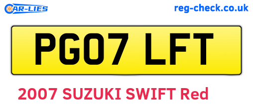 PG07LFT are the vehicle registration plates.