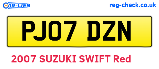 PJ07DZN are the vehicle registration plates.