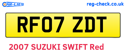 RF07ZDT are the vehicle registration plates.