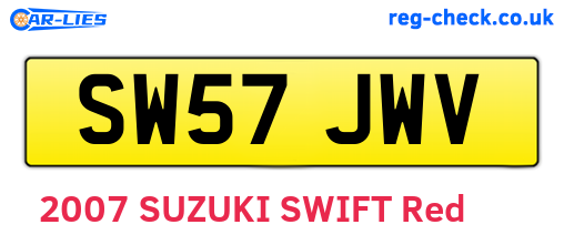 SW57JWV are the vehicle registration plates.