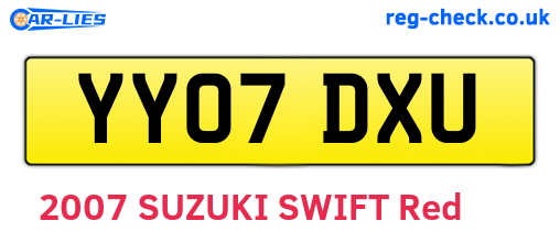YY07DXU are the vehicle registration plates.