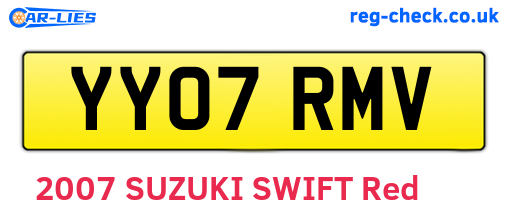 YY07RMV are the vehicle registration plates.