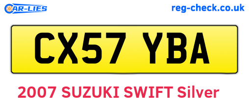 CX57YBA are the vehicle registration plates.