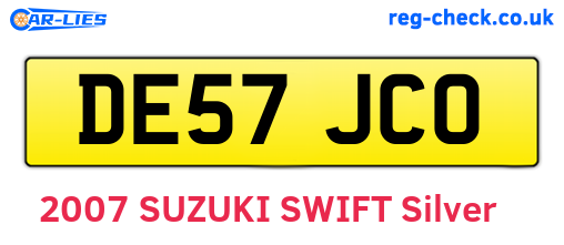 DE57JCO are the vehicle registration plates.