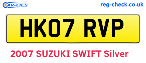 HK07RVP are the vehicle registration plates.
