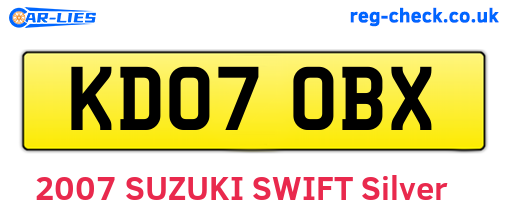 KD07OBX are the vehicle registration plates.