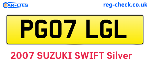 PG07LGL are the vehicle registration plates.