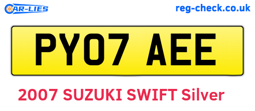 PY07AEE are the vehicle registration plates.