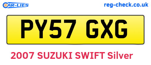 PY57GXG are the vehicle registration plates.
