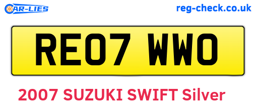 RE07WWO are the vehicle registration plates.