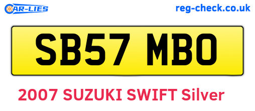 SB57MBO are the vehicle registration plates.