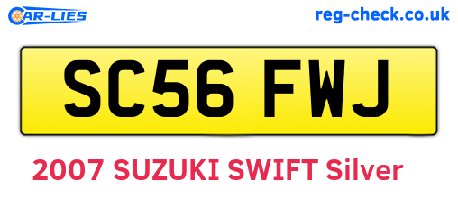 SC56FWJ are the vehicle registration plates.