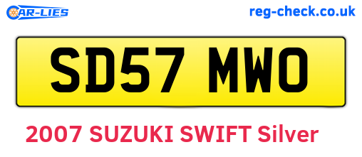 SD57MWO are the vehicle registration plates.
