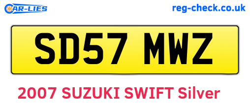 SD57MWZ are the vehicle registration plates.