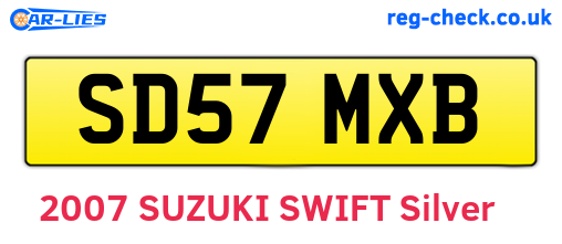SD57MXB are the vehicle registration plates.