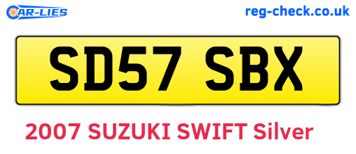 SD57SBX are the vehicle registration plates.