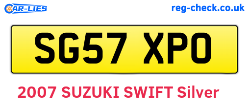 SG57XPO are the vehicle registration plates.