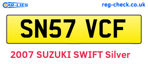 SN57VCF are the vehicle registration plates.