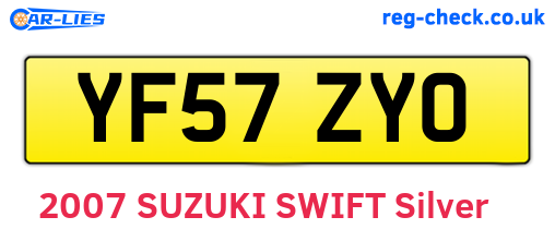 YF57ZYO are the vehicle registration plates.